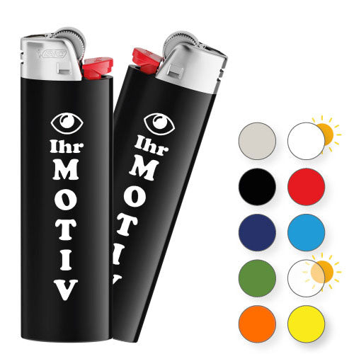 Zweiseitig bedruckte BiC J26 Feuerzeuge ||  ab 0,83 €/Stk. (netto)